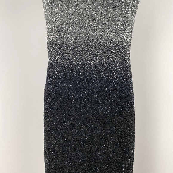 Pamella Roland Silk & Sequin Gunmetal & Black Draped Open Back Dress size 8 - Picture 4 of 16